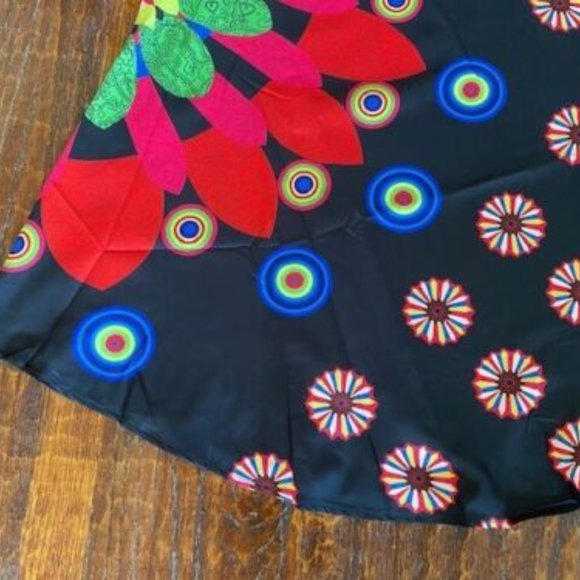 New *GORGEOUS Neon BRIGHT & BLACK Silky Asymmetric Hem CRUISE Resort SUNDRESS -S - Picture 4 of 10